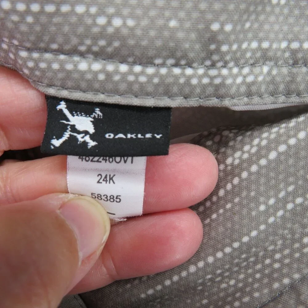 Oakley Swimsuit Mens Size 34 Beige Patterned Boardshorts Drawstring Waist Pocket
